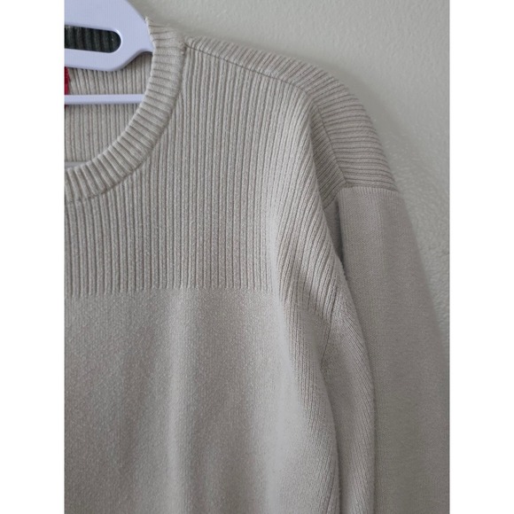 Levi's Crewneck Cotton Ribbed Knit Tan Preppy Sweater Mens Large - Picture 2 of 11